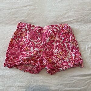 Lilly Pulitzer Pink and White Seashell Pattern Girls’ Shorts XS 2-3 yrs